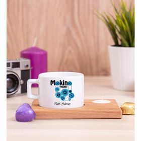 Hediye Dükkanı Makine Teknikeri Ahşap Altlıklı Mumlu Fincan