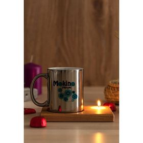 Hediye Dükkanı Makine Teknisyeni Ahşap Altlıklı Mumlu Silver Kupa Bardak