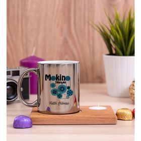 Hediye Dükkanı Makine Teknisyeni Ahşap Altlıklı Mumlu Silver Kupa Bardak