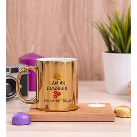 Hediye Dükkanı Mühendis Ahşap Altlıklı Mumlu Gold Kupa Bardak
