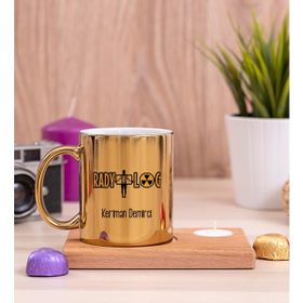 Hediye Dükkanı Radyolog Ahşap Altlıklı Mumlu Gold Kupa Bardak