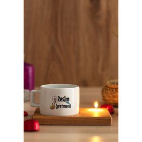 Hediye Dükkanı Resim Öğretmeni Ahşap Altlıklı Mumlu Fincan