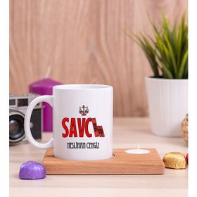 Hediye Dükkanı Savcı Ahşap Altlıklı Mumlu Beyaz Kupa Bardak
