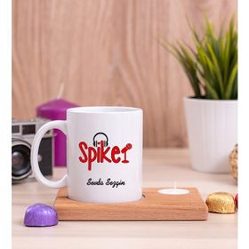 Hediye Dükkanı Spiker Ahşap Altlıklı Mumlu Beyaz Kupa Bardak