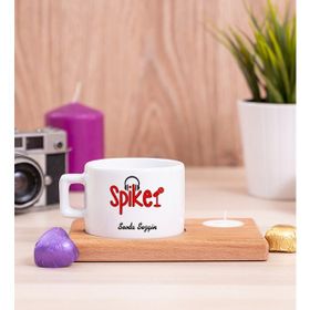 Hediye Dükkanı Spiker Ahşap Altlıklı Mumlu Fincan
