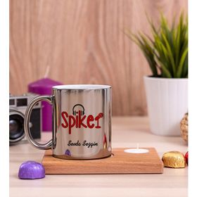 Hediye Dükkanı Spiker Ahşap Altlıklı Mumlu Silver Kupa Bardak