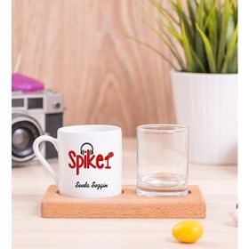 Hediye Dükkanı Spiker Ahşap Sunumlu Türk Kahvesi Fincanı