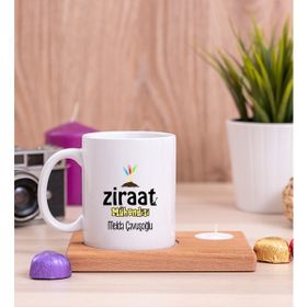 Hediye Dükkanı Ziraat Mühendisi Ahşap Altlıklı Mumlu Beyaz Kupa Bardak