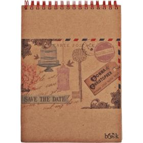 Hediye Kanalı Save The Date Kraft Kapaklı Çizgili Spiralli Defter