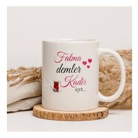 Hediye Rengi İsme Özel Çayı Sallama Temalı Kupa Bardak
