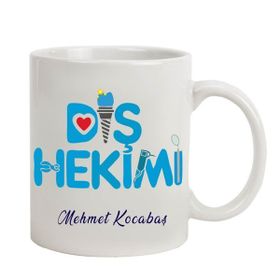 Hediye Rengi İsme Özel Diş Hekimi Temalı Kupa Bardak