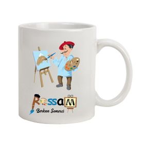 Hediye Rengi İsme Özel Erkek Ressam Temalı Kupa Bardak