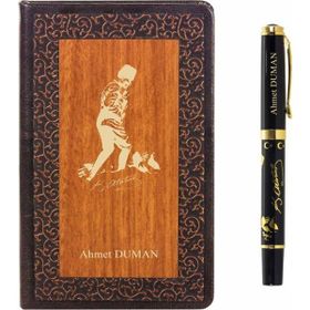 Hediye Rengi İsme Özel K. Atatürk Temalı Premium Defter ve Kalem Küçük Boy Hediye Seti