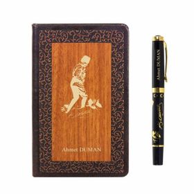 Hediye Rengi İsme Özel K. Atatürk Temalı Premium Defter ve Kalem Küçük Boy Hediye Seti
