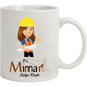 Hediye Rengi İsme Özel Kadın Mimar Temalı Kupa Bardak