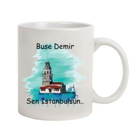 Hediye Rengi İsme Özel Kız Kulesi Temalı Sen İstanbulsun Kupa Bardak