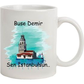 Hediye Rengi İsme Özel Kız Kulesi Temalı Sen İstanbulsun Kupa Bardak