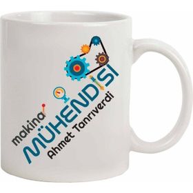 Hediye Rengi İsme Özel Makina Mühendisi Temalı Kupa Bardak