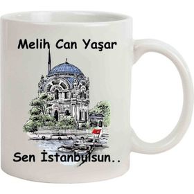 Hediye Rengi İsme Özel Ortaköy Temalı Sen İstanbulsun Kupa Bardak