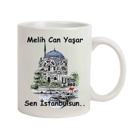 Hediye Rengi İsme Özel Ortaköy Temalı Sen İstanbulsun Kupa Bardak