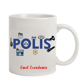 Hediye Rengi İsme Özel Polis Temalı M3 Kupa Bardak
