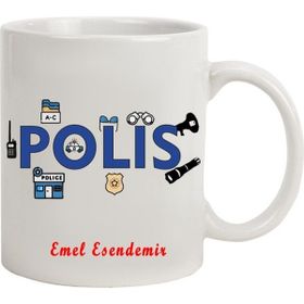 Hediye Rengi İsme Özel Polis Temalı M3 Kupa Bardak