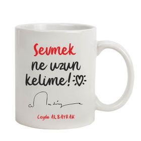Hediye Rengi İsme Özel Sevmek Ne Uzun Kelime Kupa Bardak