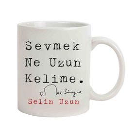 Hediye Rengi İsme Özel Sevmek Ne Uzun Kelime Kupa Bardak
