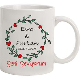 Hediye Rengi İsme Özel Tasarımlı Kalpli Sonsuzluk Kupa Bardak