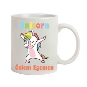 Hediye Rengi İsme Özel Unicorn Temalı Kupa Bardak