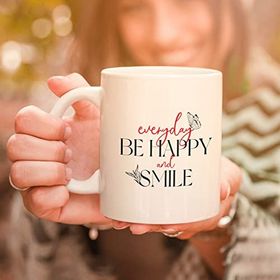 Hediye Sepeti Everyday Be Happy and Smile Tasarımlı Porselen Kupa