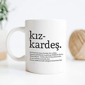 Hediye Sepeti Kız Kardeş Kelime Anlamlı Baskılı Kupa