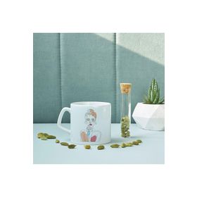 Hediye Sepeti Line Art Düşünen Kız Tasarımlı Baskılı Kupa