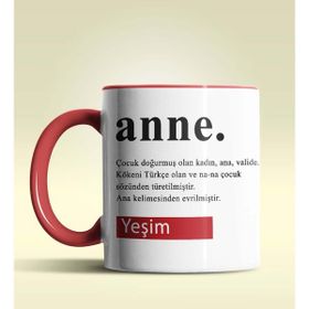Hediye Zengini Kişiye Özel Anne Tasarımlı Kırmızı Kupa Bardak