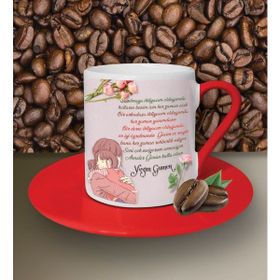 Hediye Zengini Kişiye Özel Anneler Günün Kutlu Olsun Tema Kırmızı Kahve Fincanı