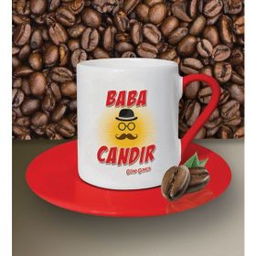 Hediye Zengini Kişiye Özel Baba Candır Tasarımlı Beyaz Kahve Fincanı