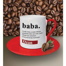 Hediye Zengini Kişiye Özel Baba Sözlük Açıklaması Tasarımlı Beyaz Kahve Fincanı