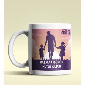 Hediye Zengini Kişiye Özel Babalar Günün Kutlu Olsun 2 Tasarımlı Beyaz Kupa