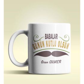 Hediye Zengini Kişiye Özel Babalar Günün Kutlu Olsun 5 Tasarım Beyaz Kupa Bardak