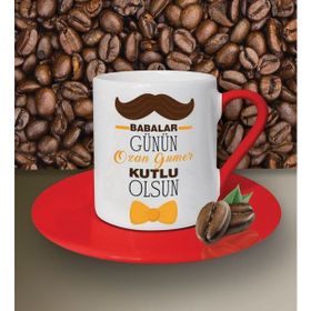 Hediye Zengini Kişiye Özel Babalar Günün Kutlu Olsun 5 Tasarımlı Siyah Kahve Fincanı