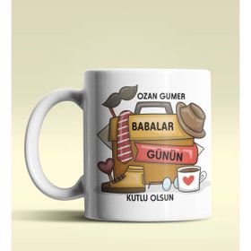 Hediye Zengini Kişiye Özel Babalar Günün Kutlu Olsun Tasarımlı Beyaz Kupa