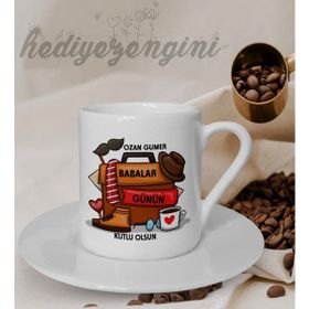 Hediye Zengini Kişiye Özel Babalar Günün Kutlu Olsun Temalı Beyaz Kahve Fincanı