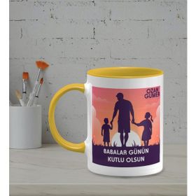 Hediye Zengini Kişiye Özel Babalar Günün Kutlu Olsun Temalı Sarı Renk Kupa