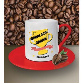 Hediye Zengini Kişiye Özel Babaların Babası Temalı Kırmızı Kahve Fincanı