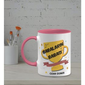 Hediye Zengini Kişiye Özel Babaların Babası Temalı Pembe Renk Kupa