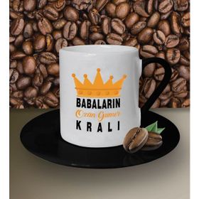 Hediye Zengini Kişiye Özel Babaların Kralı 3 Tasarımlı Siyah Kahve Fincanı