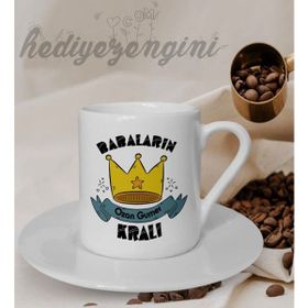Hediye Zengini Kişiye Özel Babaların Kralı Temalı Beyaz Kahve Fincanı