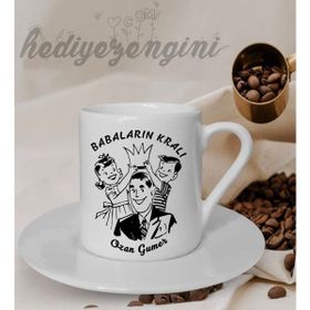 Hediye Zengini Kişiye Özel Babaların Kralı Temalı Beyaz Kahve Fincanı