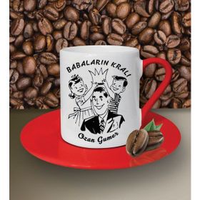 Hediye Zengini Kişiye Özel Babaların Kralı Temalı Kırmızı Kahve Fincanı