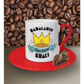 Hediye Zengini Kişiye Özel Babaların Kralı Temalı Kırmızı Kahve Fincanı